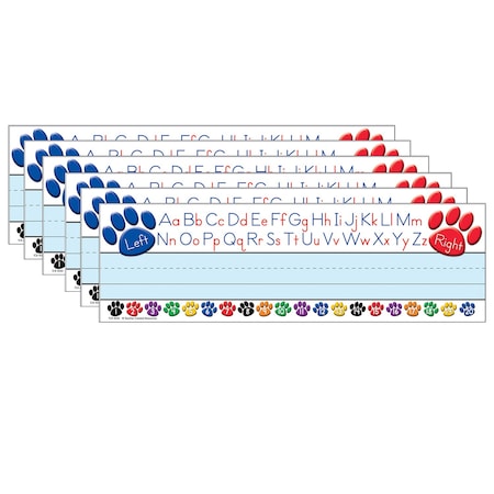 Teacher Created Resources Colorful Paw Prints Left/Right Alphabet Name Plates, 36 Pieces, PK6 TCR4040